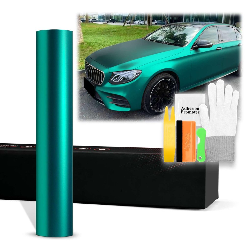 60"x540" (5FTx45FT) Teal PET Romance Chrome Vinyl Wrap Auto Car Sticker Decal Film Sheet Bubble Free Air Release Technology with Tool Kit