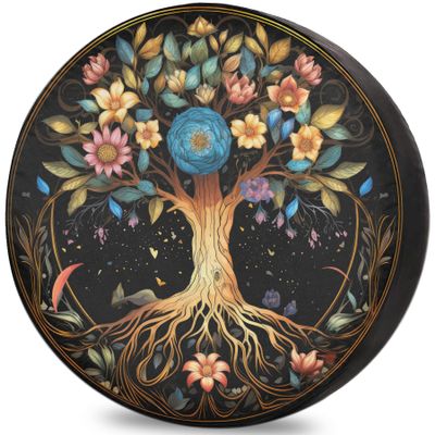 RV Spare Tire Cover Tree of Life Waterproof DustProof Universal for Trailer SUV Van Camp Travel Trailer 12" 13" 14" 15" 16" 17 Inch Wheel