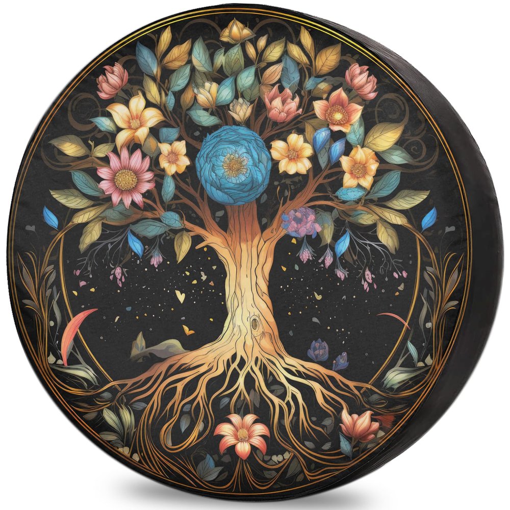 RV Spare Tire Cover Tree of Life Waterproof DustProof Universal for Trailer SUV Van Camp Travel Trailer 12" 13" 14" 15" 16" 17 Inch Wheel
