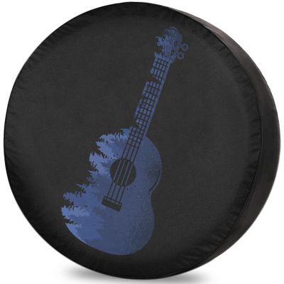 Camper Spare Tire Cover Ukulele Scenery RV Tire Cover Sunproof DustProof Universal for Trailer SUV Camp Travel Trailer 12" 13" 14" 15" 16" 17 Inch
