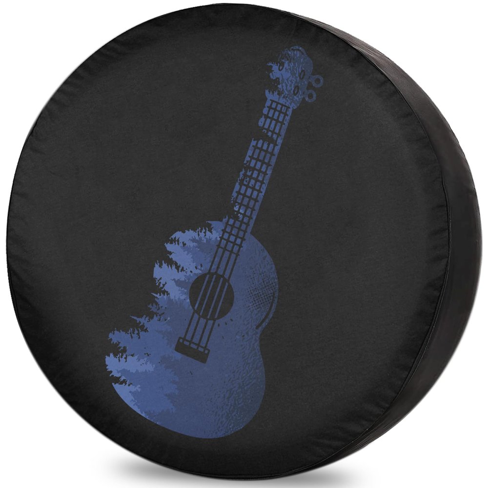 Camper Spare Tire Cover Ukulele Scenery RV Tire Cover Sunproof DustProof Universal for Trailer SUV Camp Travel Trailer 12" 13" 14" 15" 16" 17 Inch