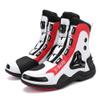 WURMIUHD Men Women Long Leather Cool Motorcycle Boots With Technological Style Highway Racetrack Rider Protective Shoes(White, EU 47/US 23) view 1