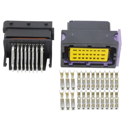 DWFSKZKV 1 Set 24 Pin Black Car ECU Kit Plug Modified Computer Connector Modified Plug with Terminal DJ7242-1.5 2.8-11/21 with Terminal (Color : Male and Female Plug)
