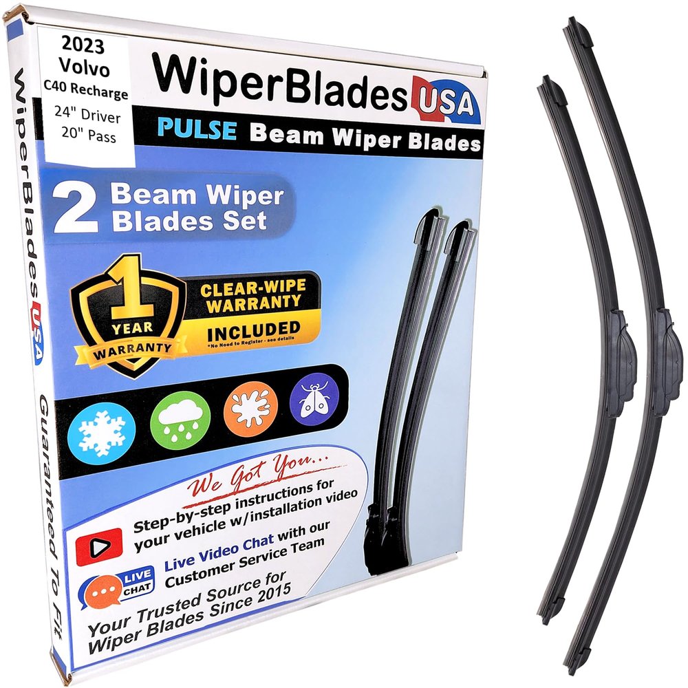 Wiper Blades Set/2 fits Volvo C40 Recharge 2023 w/1yr Wear Warranty