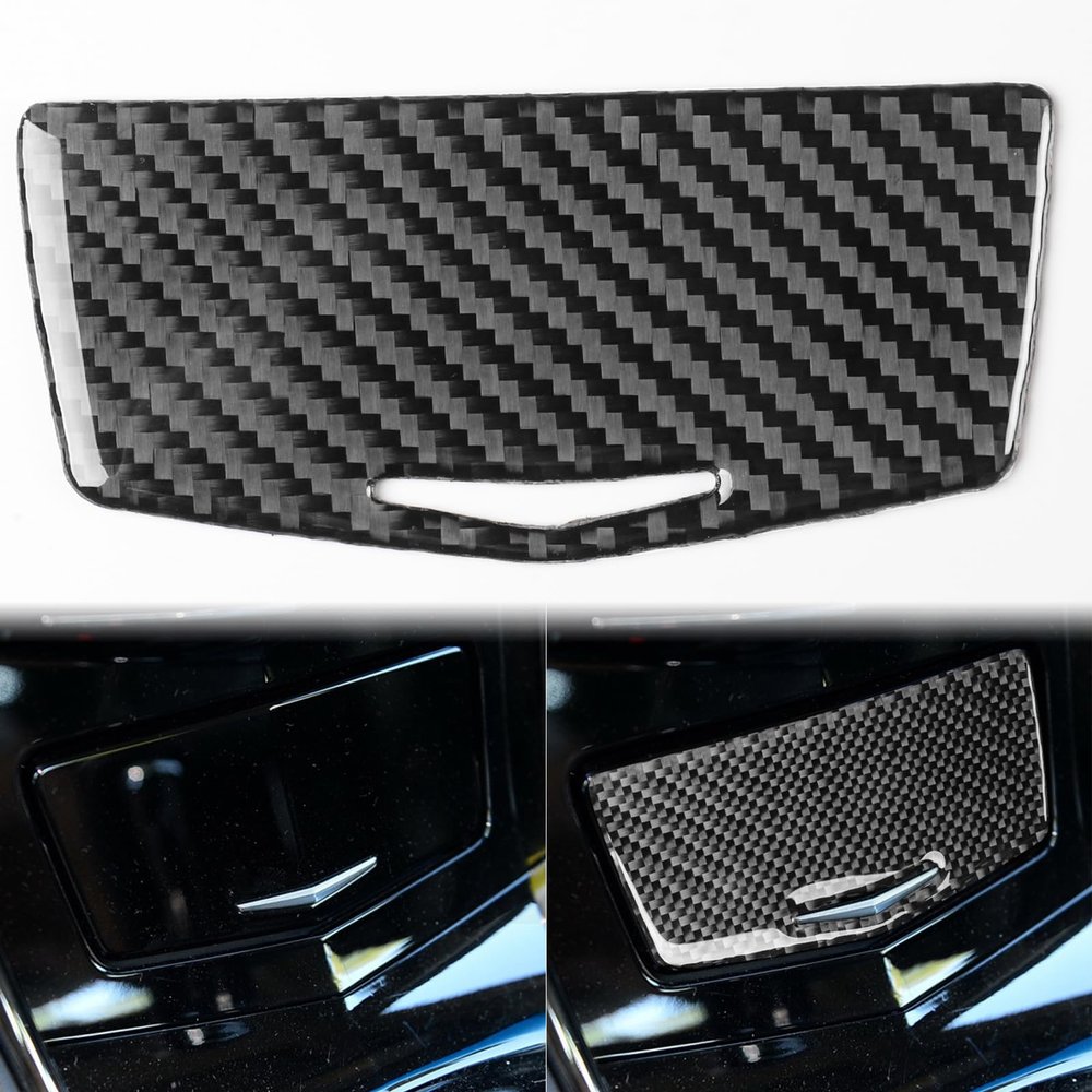 MotorCart Basics Auto Center Console Storage Box Decoration Cover Panel Decal Premium Sticker Real Quality Soft Carbon Fiber Interior Trim Compatible with Cadillac ATS 2013-2019 Sedan Accessories Black