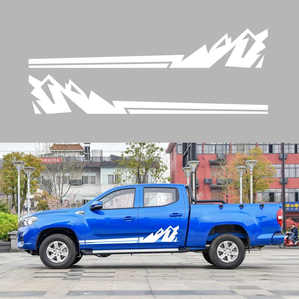 HAIORD 90Racing Stripe Car Sticker Mountain Graphic Decorative Door Waterproof Vinyl Decal Accessories for car Trucks Off-Road Vehicle transporters2PCS (White)