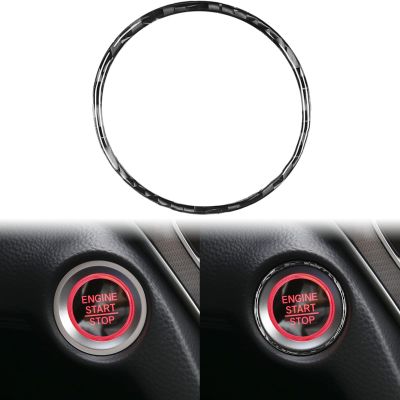 Real Quality Soft Carbon Fiber Car Engine Push Start Stop Ignition Button Ring Decoration Decal Interior Trim Premium Sticker Compatible with Honda Accord 2018 2019 2020 2021 Sedan Accessories Black