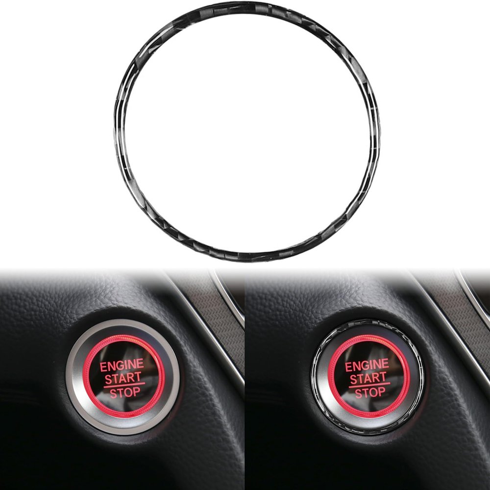 Real Quality Soft Carbon Fiber Car Engine Push Start Stop Ignition Button Ring Decoration Decal Interior Trim Premium Sticker Compatible with Honda Accord 2018 2019 2020 2021 Sedan Accessories Black