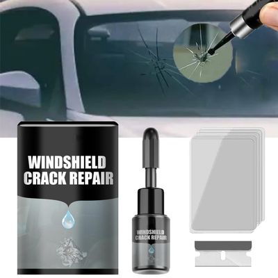 Wuketar Car Windshield Crack Repair Kit, Small Crack Window Glass Repair Set, Multifunctional Automotive Glass Filler Windscreen Repair Tool for for Fixing Chips, Star-Shaped Crack (3 Sets)