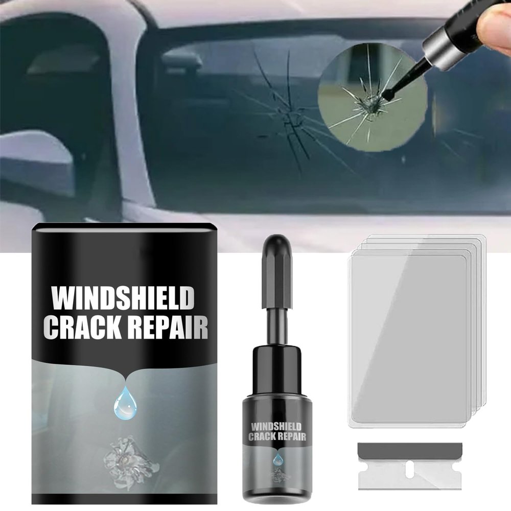 Wuketar Car Windshield Crack Repair Kit, Small Crack Window Glass Repair Set, Multifunctional Automotive Glass Filler Windscreen Repair Tool for for Fixing Chips, Star-Shaped Crack (3 Sets)