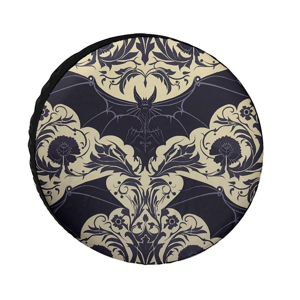 LZQPOEAS Spare Tire Cover Waterproof Wheel Cover Bat Pattern Tire Cover for Trailer SUV Truck Tires Protector Cover Spare Wheel Cover with Drawstring Universal Fits Tire Diameters 14-17 Inch, 18inch