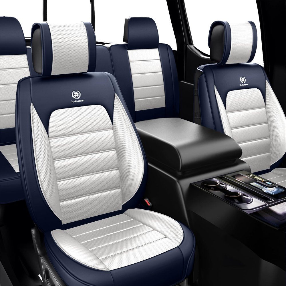 ILMO Seat Covers for Jeep Wrangler 2000-2026 (Blue&White,Full Set)
