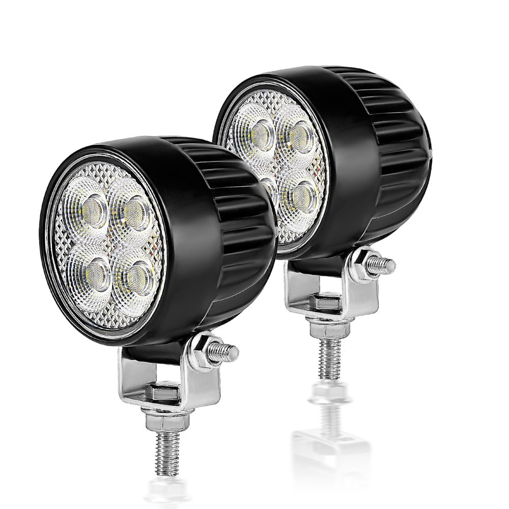 VEGITOR LED Light Pods Round 2.5" 2PCS, 12V Flood Light Pods for Truck Tractor 1800lm 15W, LED Work Light Front Rear Backup Lights for ATV UTV Camper
