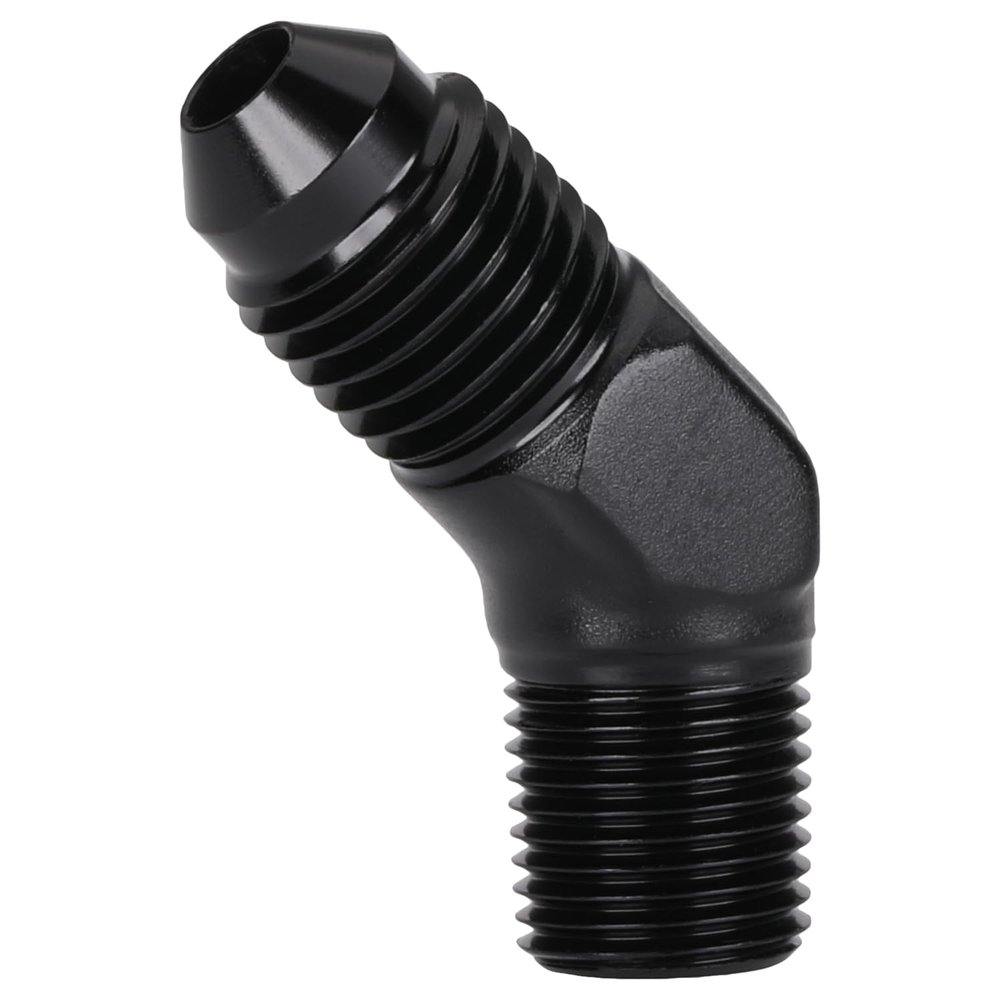 Podavelle 4AN Male Flare to 1/8 NPT Pipe Male 45 Degree Elbow Fitting Adapter Union Aluminum Black