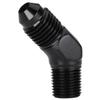 Podavelle 4AN Male Flare to 1/8 NPT Pipe Male 45 Degree Elbow Fitting Adapter Union Aluminum Black view 1