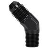Podavelle 4AN Male Flare to 1/8 NPT Pipe Male 45 Degree Elbow Fitting Adapter Union Aluminum Black view 3