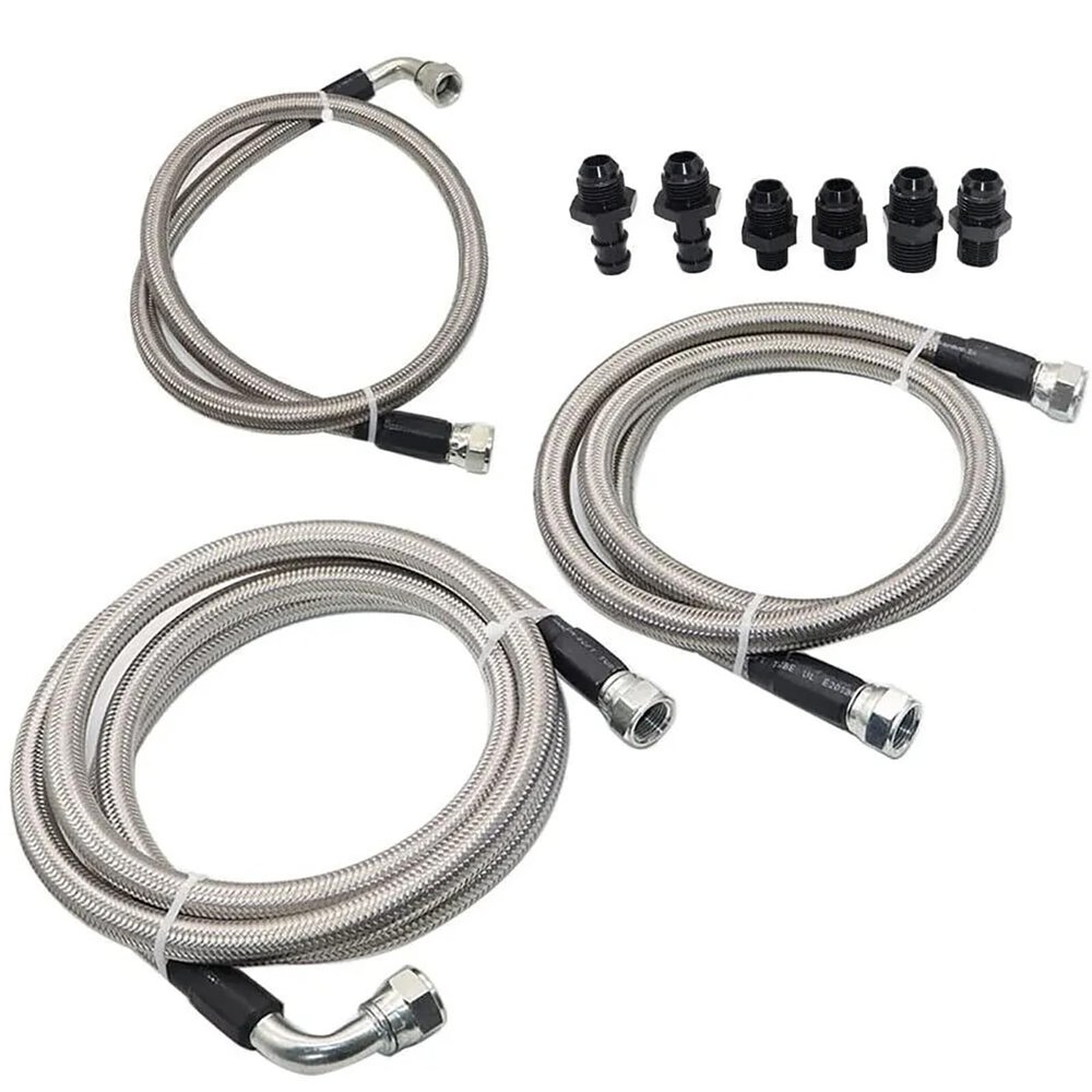 6AN to NPT Fittings Transmission Cooler Lines Kit Replacement for Dodge Ram Cummins 5.9L 1996-02