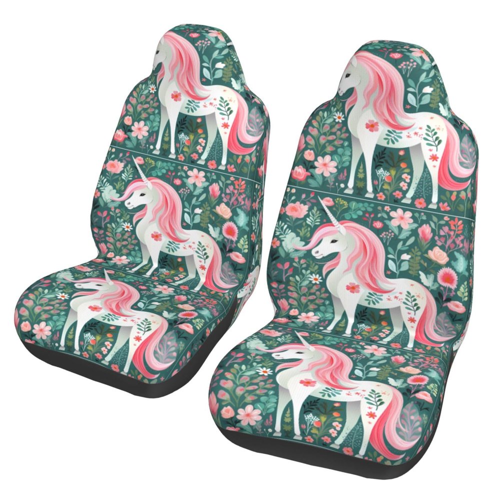 ViLlex Seat Covers Car Seat Cover Car Seat Protector Waterproof Universal Unicorn with Pink Hair