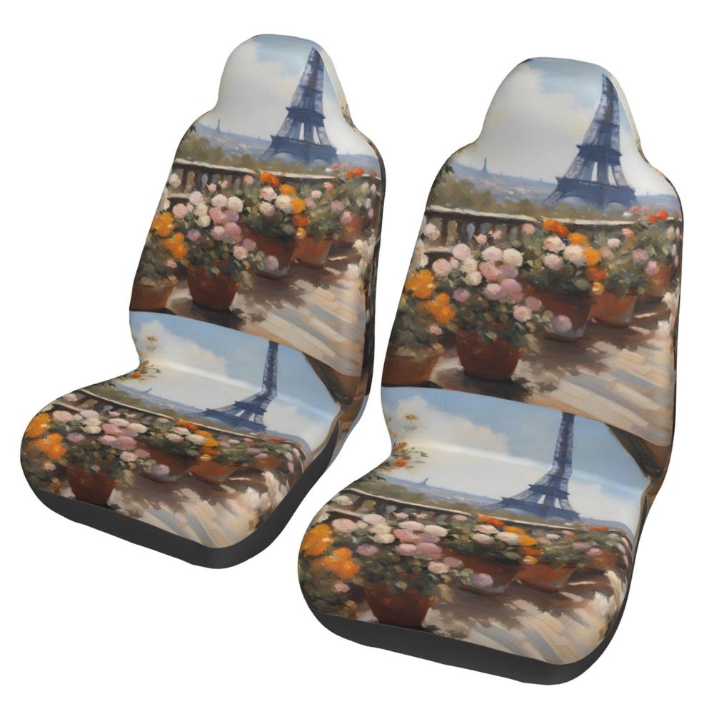 VILLEX Seat Covers Car Seat Cover Car Seat Protector Waterproof Universal Beautiful Eiffel Tower, Black