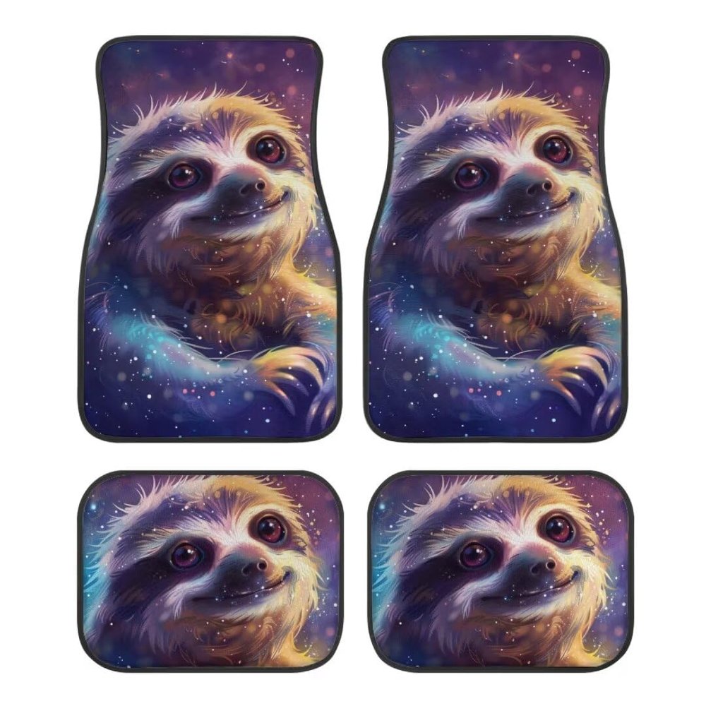 Allhaitong Sloth Print Car Floor Mats All Weather Universal Durable Automotive Floor Mats 4 Pieces Set for Most Cars SUVs Trucks