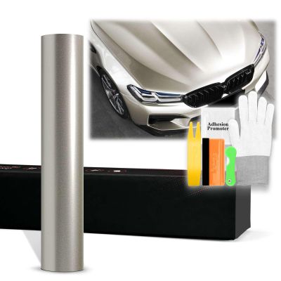 20"x60" (1.6FTx5FT) Platinum Silver PET Super Gloss Metallic High Glossy Vinyl Wrap Auto Car Sticker Decal Film Sheet Bubble Free Air Release Technology with Tool Kit