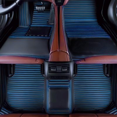 Custom car Floor mats Suitable for 100% car Truck SUV,car mats All Weather Personalized,Full Coverage Luxury Car Mats, Anti-Slip Leather Floor mats. (Streak Dark Blue)