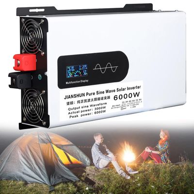 5000/6000/8000/10000/12000w Pure Sine Wave Power Inverter 12/24/48/60 Dc to 110v/220v Ac with Ac Outlets, LCD Display,6000w-24Vto220V