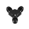 Karlass 6AN to AN6 to AN6 Y Block Flare Fitting Adapter Union Splitter Black 6AN Y Adapters Male Flare Fuel Line Hose Fitting Block Tee Pipe Aluminum Adapter Black view 1