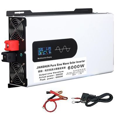 Pure Sine Wave Power Inverter 5000/6000/8000/10000/12000w Car Power Inverter Dc 12/24/48/60 to Ac 110v/220v Power Converter with Ac Sockets LCD Display,6000w-60Vto220V