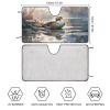 Windshield Sun Shade Mallard Fly Water Front Window Sunshade Flying Duck Foldable Uv Ray Reflector Front Window Sun Shade Visor Shield Cover Easy to Use Fits Windshields of Various Sizes 51"x28" view 2