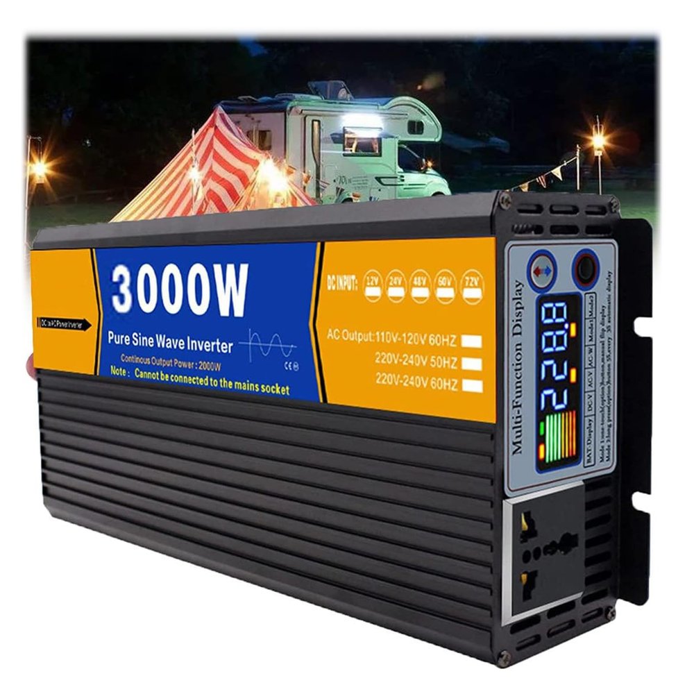 3000W DC 12V/24V/48V/60V/72V Pure Sine Wave Inverter Charger Split Phase DC Input AC Output 120V/240V Low Frequency Solar Power Inverter Converter,12V to 230V
