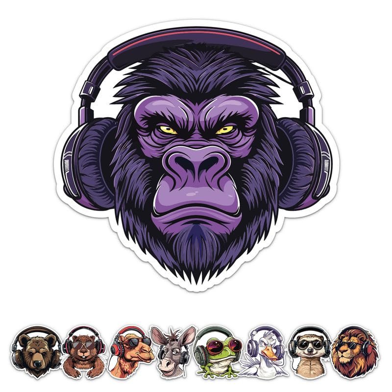 MotorCart Basics DJ Sticker - Waterproof Vinyl Decal for Car Bumper, Laptop, Water Bottle, Luggage, Wall, Window, Sticker Size - 3'' Longer Side, Gorilla