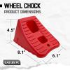 HOXWELL Wheel Chocks for Travel Trailers, 2 Pair Non Slip Red Wheel Wedge Stackable, Lightweight Wheel Stoppers for Cars Campers Trucks RVs, 8.1"6.1"4.5", 4 Packs, Red view 4