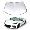Suetlcoity Car Windshield Sunshade Compatible with Corvette C8 2020-2024 Reflective Polyester Blocks Heat and Sun.Foldable Sun Shield That Keeps Your Vehicle Cool (Medium 56.3 x 30.9in) view 1