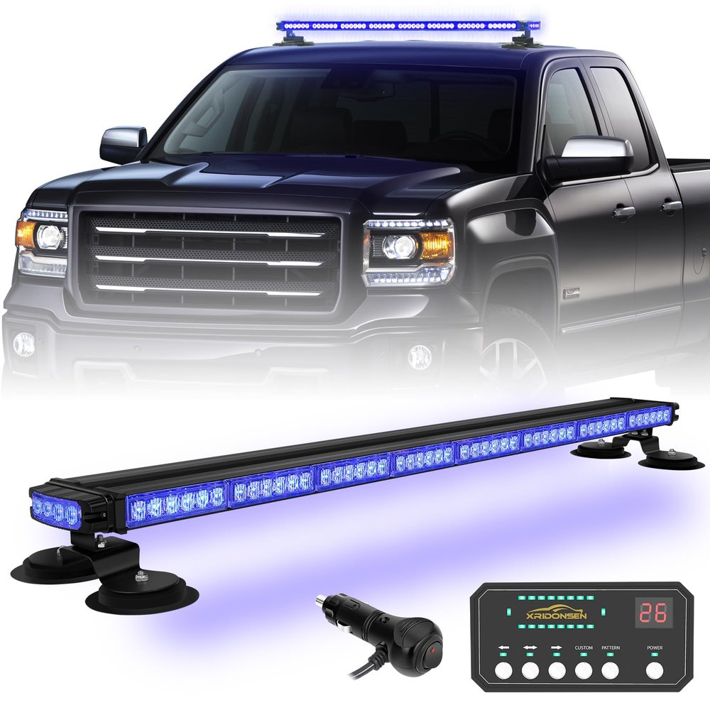 XRIDONSEN 37" 104 LED Roof Strobe Light Bar, Rooftop Magnetic lights