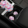 Flamingo and Donuts Car Cup Holder Coasters 2 Pcs Car Coaster Anti Slip Car Cup Pad Universal Car Interior Cup Holder Pads Rubber Car Cup Mat with A Finger Notch view 1