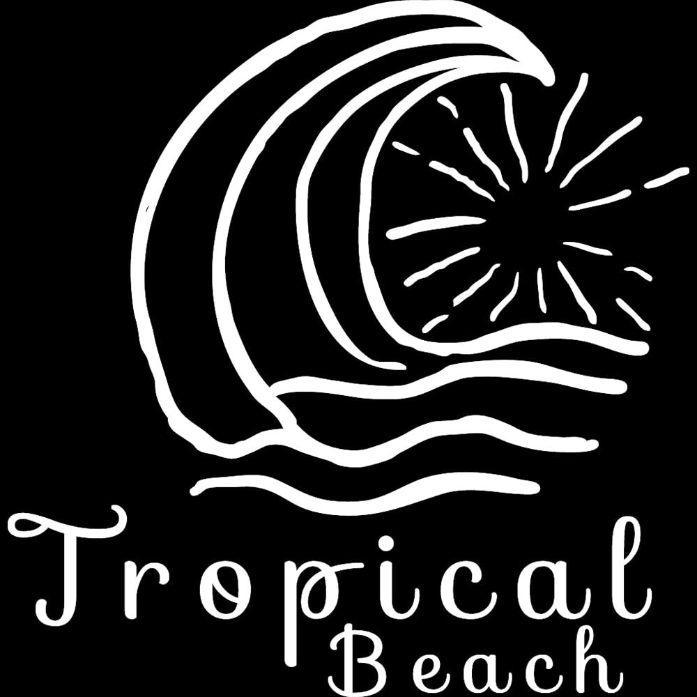Decal Stickers of Tropical Beach (White) (Set of 2) Luxury Weatherproof Vinyl Decal Stickers for Laptop Desktop Smartphone Car Dirt Bike Wall Room Mason Jar Bathtub Door - BICVER1f10241WHW19Y24