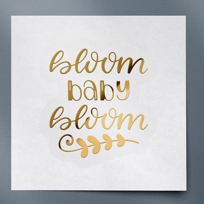 Decal Stickers of Bloom (Metallic Gold) (Set of 2) Luxury Weatherproof Vinyl Decal Stickers for Laptop Desktop Smartphone Car Dirt Bike Wall Room Mason Jar Bathtub Door - BICVER1c71212GOW19Y24