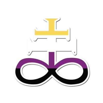 Dark Spark Decals Non-Binary Leviathan Cross LGBTQIA+ Flag 4 inch Black Indoor Outdoor Vinyl Decal