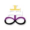 Dark Spark Decals Non-Binary Leviathan Cross LGBTQIA+ Flag 4 inch Black Indoor Outdoor Vinyl Decal view 1