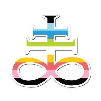 Queer Leviathan Cross LGBTQIA+ Flag 5 inch Full Color Indoor Outdoor Vinyl Decal