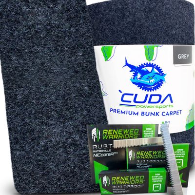 Cuda Boat Bunk Carpet 9 Inch Wide x 13ft - 30oz -RUSTPROOF Staples Inside-Premium Carpet for Boat Trailers Bunk Boards Parts Accessories Gray Grey Charcoal Lift Runners Covers Marine Grade Waterproof