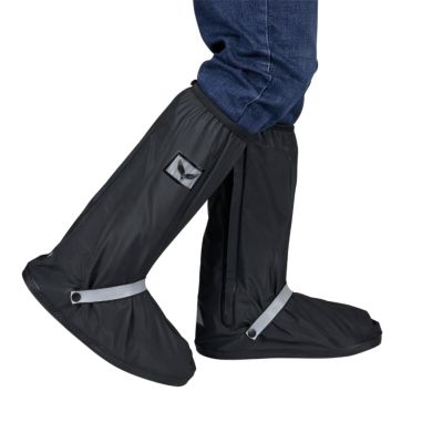 GARGOYLE BELLS Waterproof Rain Cover Boot Non-Slip Shoe Covers with Zipper and Reflector Heavy Duty Reusable Rain Boots for Men Women (Black-Long Style-2Pack, M=11.22'')