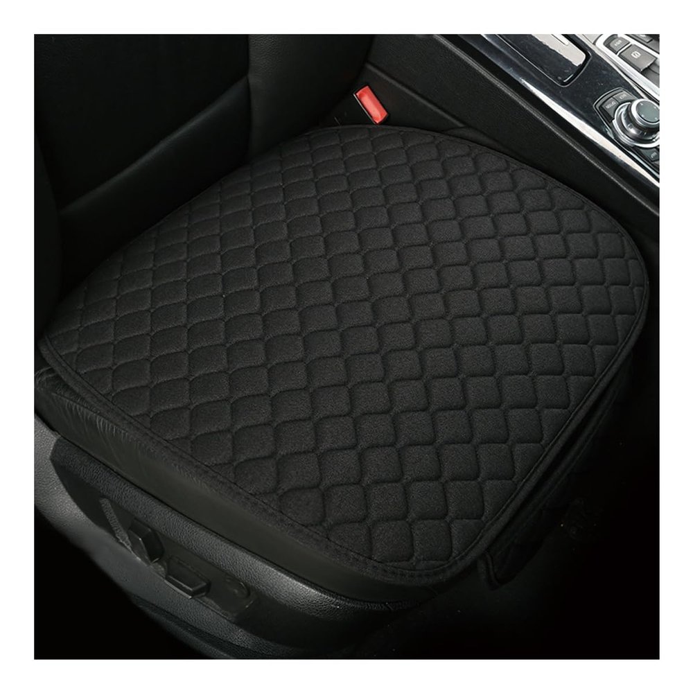 povtii Car Seat Bottom Cover Pad, Breathable Auto Front Seat Protector with Storage Pocket, Comfortable Seat Bottom Cushion Mat for Most Vehicle, Universal Interior Car Accessories (Black)