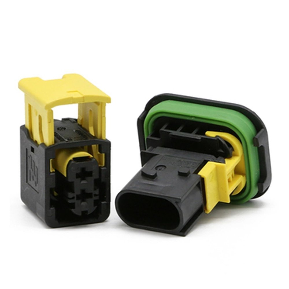 RAFKJQ 1/5/10/20/Sets 2 Pin 3.5 MM Automotive Connector TE Tyco AMP Waterproof Wiring Socket with Rubber Seals Terminals 1-1418483-1(Color:2p Male Female,Size:5 Sets_2P)