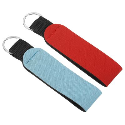 PATIKIL Floating Neoprene Keychain, 2 Pcs Waterproof Buoyant Key Ring Sublimation Float Keychain for Outdoor Water Sports, Red, Lake Blue