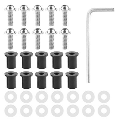 JOROBURO 10pcs Motorcycle Windshield Bolts Screws Kit, Windshield Bolts Nut Washers, Universal Motorbike Fairing Mounting Kit, Motorbike Windscreen Body Mounting Bolts Nuts(Silver)