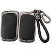 SANRILY Metal & Leather 4 Button Key Fob Cover Compatible with Lexus GX460 RX350 ES350 IS250 GX460 LX570 IS350 GS430 GS300 GS450h is-C is-F Fit for BYD Yuan S7 Keyless Key Case with Keychain Black view 1