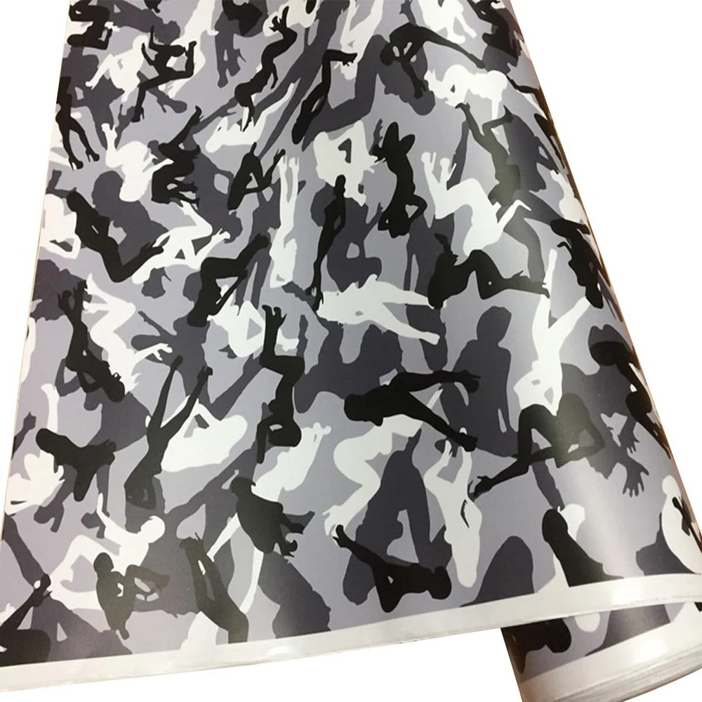 Gumney 0.3x5ft Camouflage Digital Pattern Car Wraps Vinyl Air-Release Adhesive Film Sheet for Outdoor, White Girl