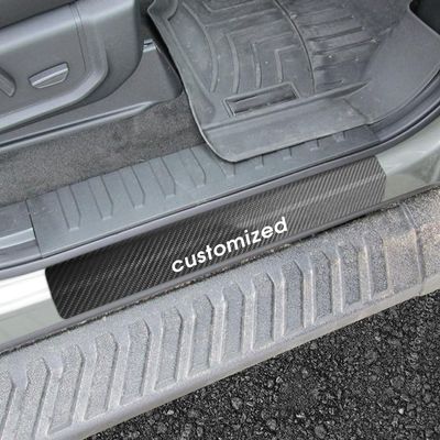 BOYOUS Silver Customized Model for Ford F150 F250 F350 F450 Super Duty Ranger Carbon Fiber Style Leather Door Sill Protector Scuff Plate Cover Guard Sills Protector Trim 4PCS